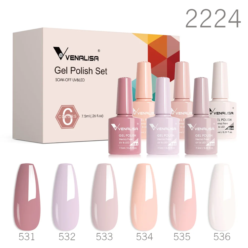 6 шт./компл. VIP5 Venalisa Гель-лак для ногтей HEMA FREE Jelly Pink Nude Color Varnish Soak Off UVLED Полуперманентный лак Фирменный комплект