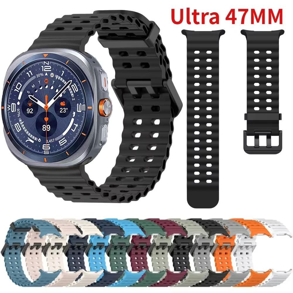 

Ocean Silicone Band for Samsung Galaxy Watch Ultra 47mm Original Breathable Wristband Correa Galaxy Watch 8-7 Ultra 47mm Strap