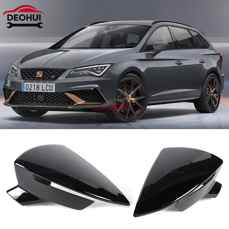 CSDOH 2pcs Car Side Door Rear View Mirror Cover Cap Add on For SEAT Leon MK3 5F ST FR Cupra Ibiza Mk5 Arona KJ7 2017-2020