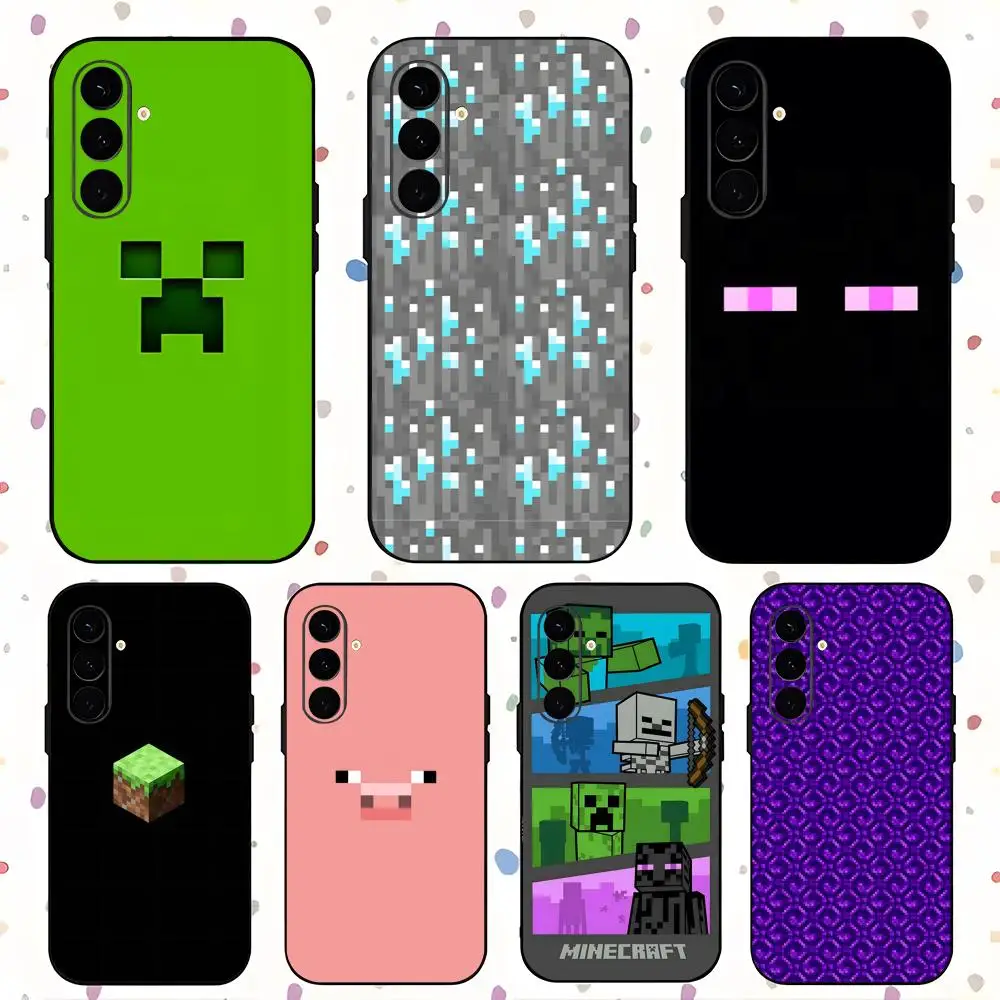 Cool Pixel M-mine-craft Game Phone Case For Samsung Galaxy S25 S24 S23 S22 S21 S20 Plus Ultra Note20 Soft Black