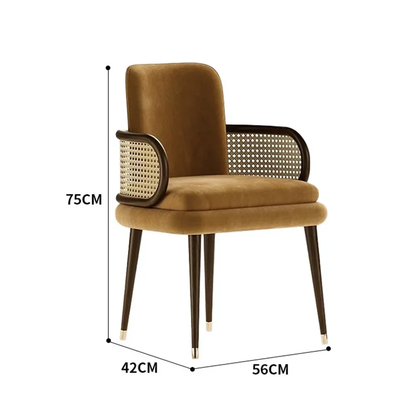 Light luxury real vine solid wood dining chair, hotel homestay study back chair