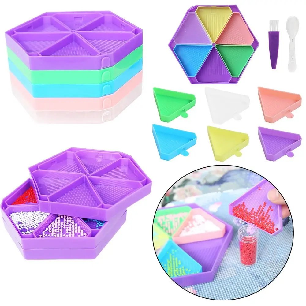 1SET DIY Large Capacity Hexagonal Diamond Painting Tray Embellishment Art Tool Accessories Plastic Drill Storage Container