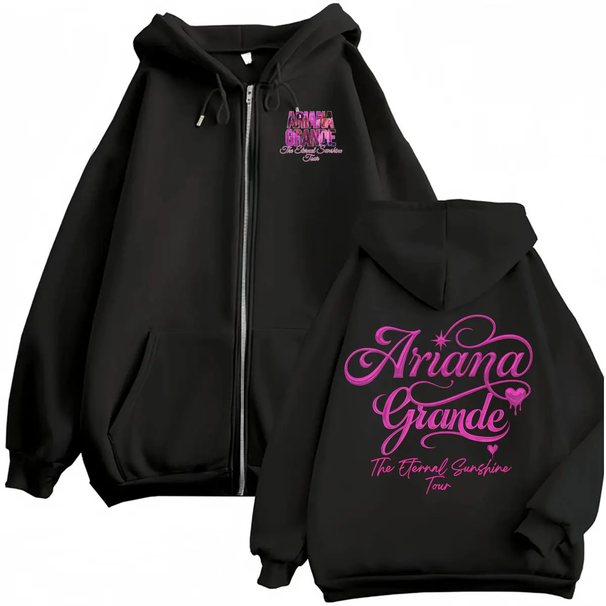 Ariana Grande Eternal Sunshine Tour Sweatshirt Jacket Men Women Clothing Aesthetic Zip Up Hoodies Coat Long Sleeve Zipper Hoodie