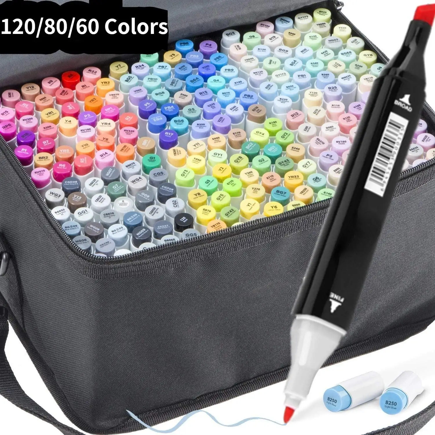 Marker Set 120 80 60 Colors Double Head Sketch Pens Alcohol Based Brush Markers for Sketch Coloring and Illustration
