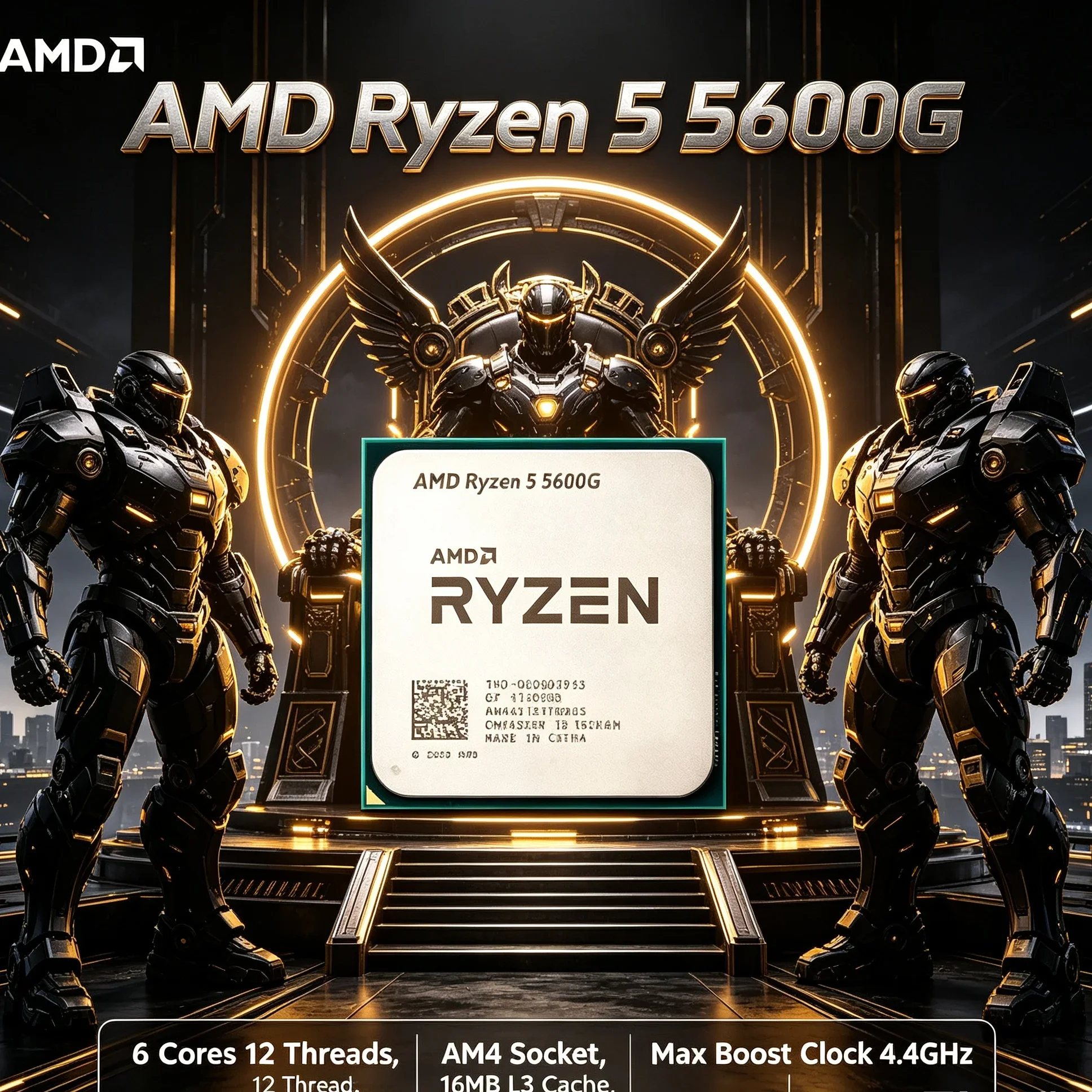 Office Desktop CPU AMD Ryzen 5 5600G 6 Core 12 Thread 3.6GHz AM4 Processor Multitasking