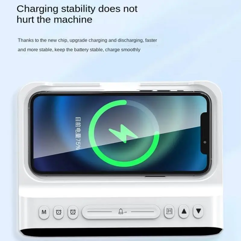 Led Alarm Clock Abs Antiskid Multiple Protection Quick Charging All-in-one Mobile Accessories Charging Station 15w Qi Stable