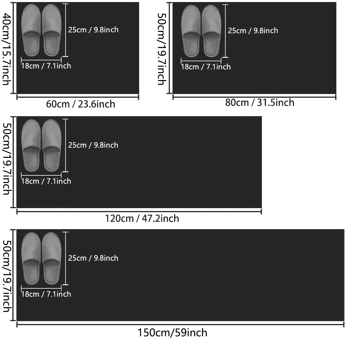 2-Piece Kitchen Floor Rug Set, Square Diatom Mud Mats with Absorbent Design and Rubber Non-Slip Bottom for Kitchen, Toilet and Entrance