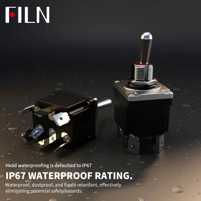 FILN 20A 12V 24V 110V-220V Power rocker toggle switch waterproof cover two color led SPDT DPST DPDT Toggle Switch