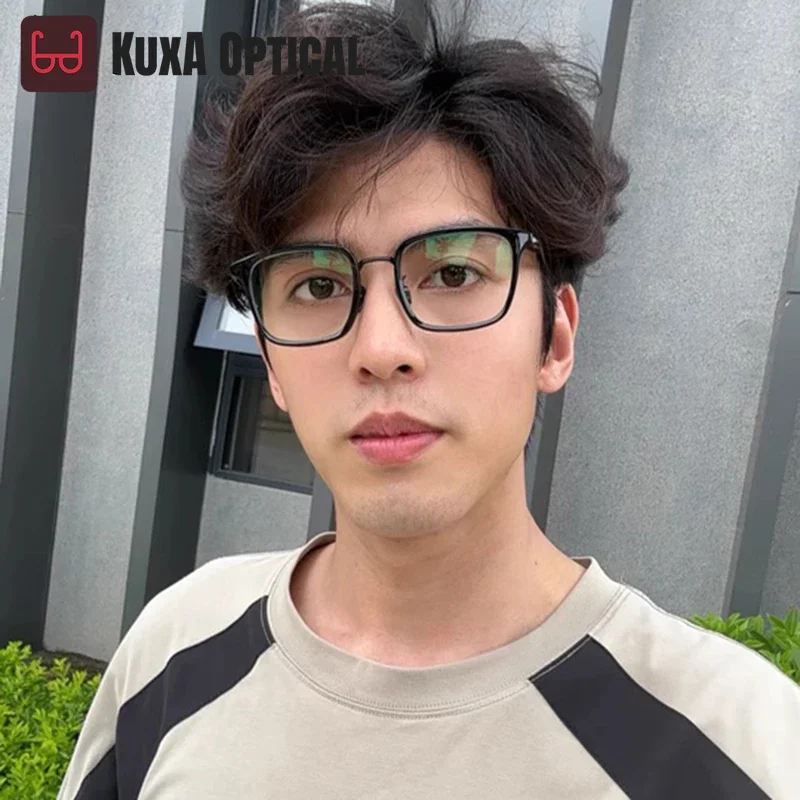 KUXA جديد الرجال النظارات البصرية الرجعية مع وصفة طبية قصر النظر العدسات التقدمية مقاومة للخدش النظارات وصفة مخصصة
