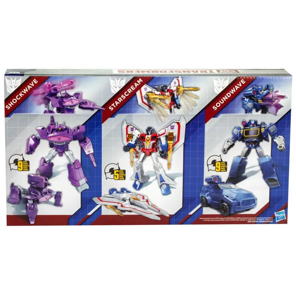 Transformers Decepticon Commander 3-Pack of 5-Inch Robot Action Figures Starscream, Shockwave & Soundwave, Interactive Toys