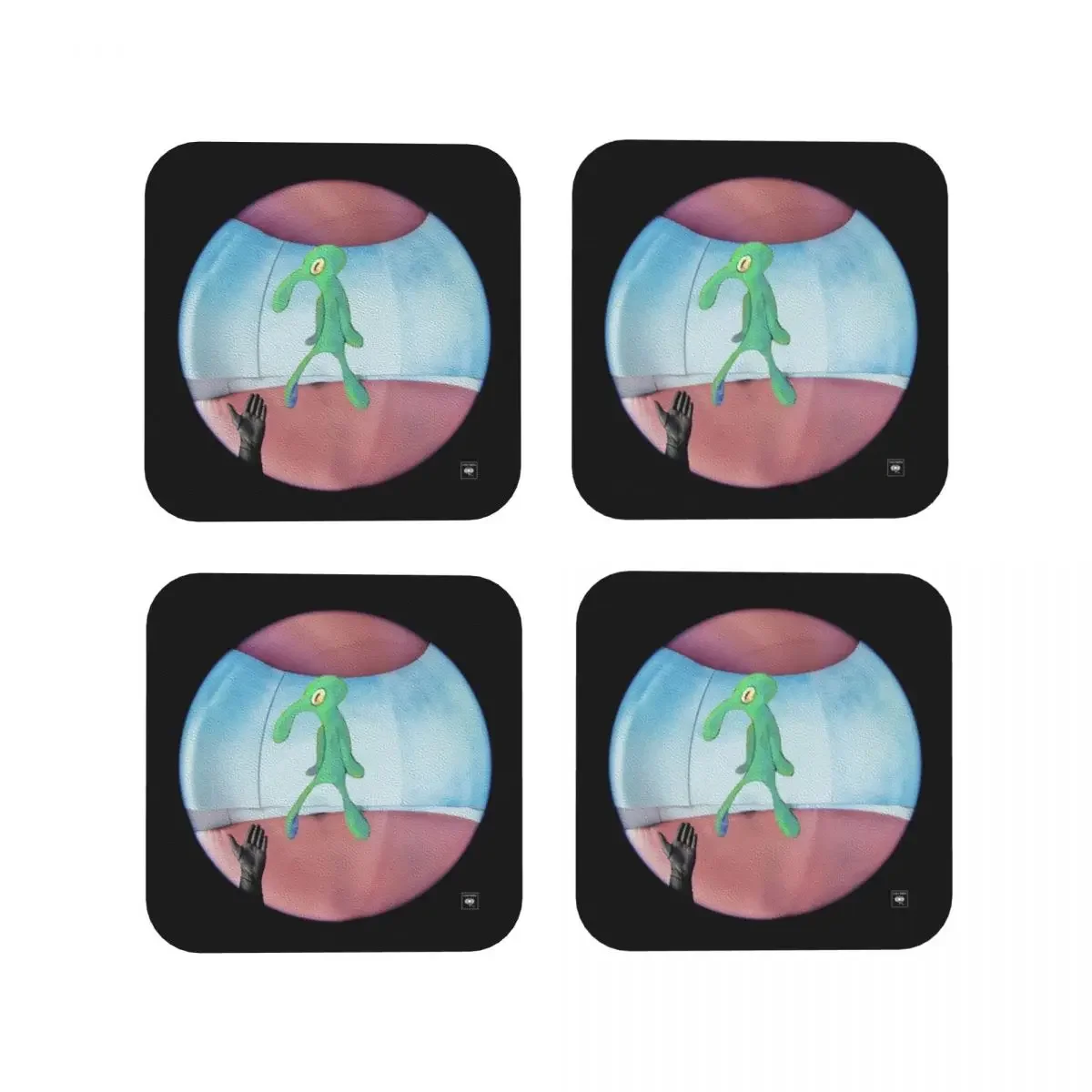 Fine Line But It'S Squidward Coaster Coffee Mats Set of 4 Placemats Mug Tableware Decoration & Accessories Pads for Home Kitchen