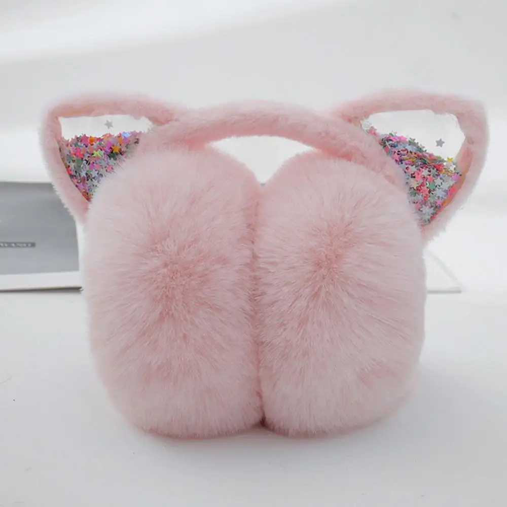 Cute Soft & Warm Animal Earmuffs Foldable Furry Fleece Ear Warmers Cat Ears Ear Covers for Kids Girls