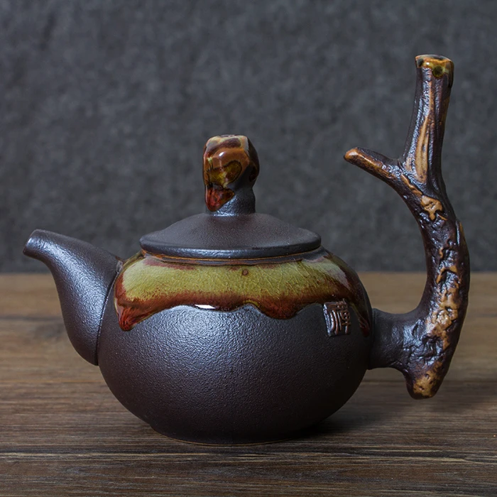 

Japanese Handmade Rough Pottery Restored Antique Kiln Transformed Teapot