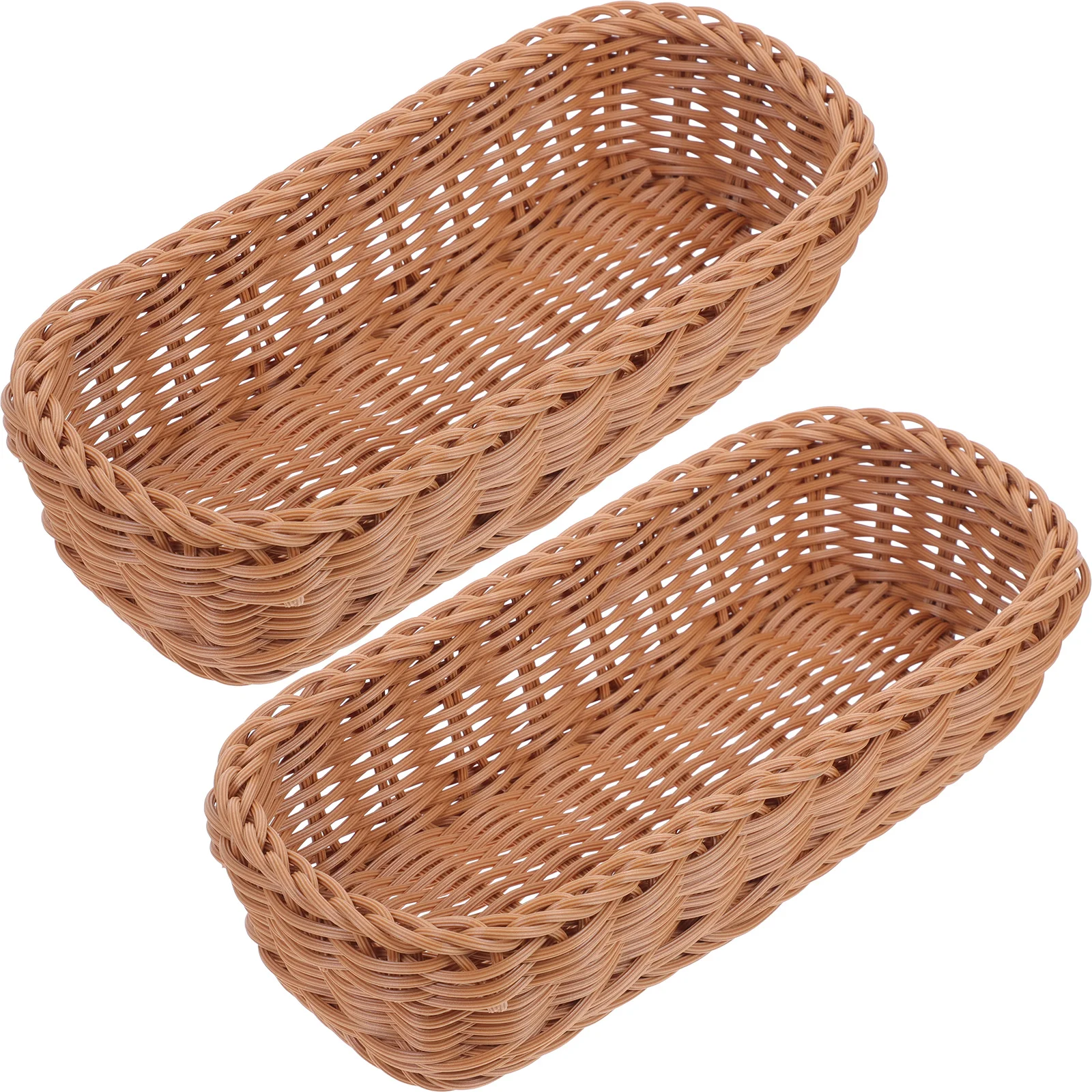

2pcs Knife Fork Basket Chopstick Organizer Imitation Rattan Woven Storage Container For Kitchen Utensils Bread Fruit Snacks