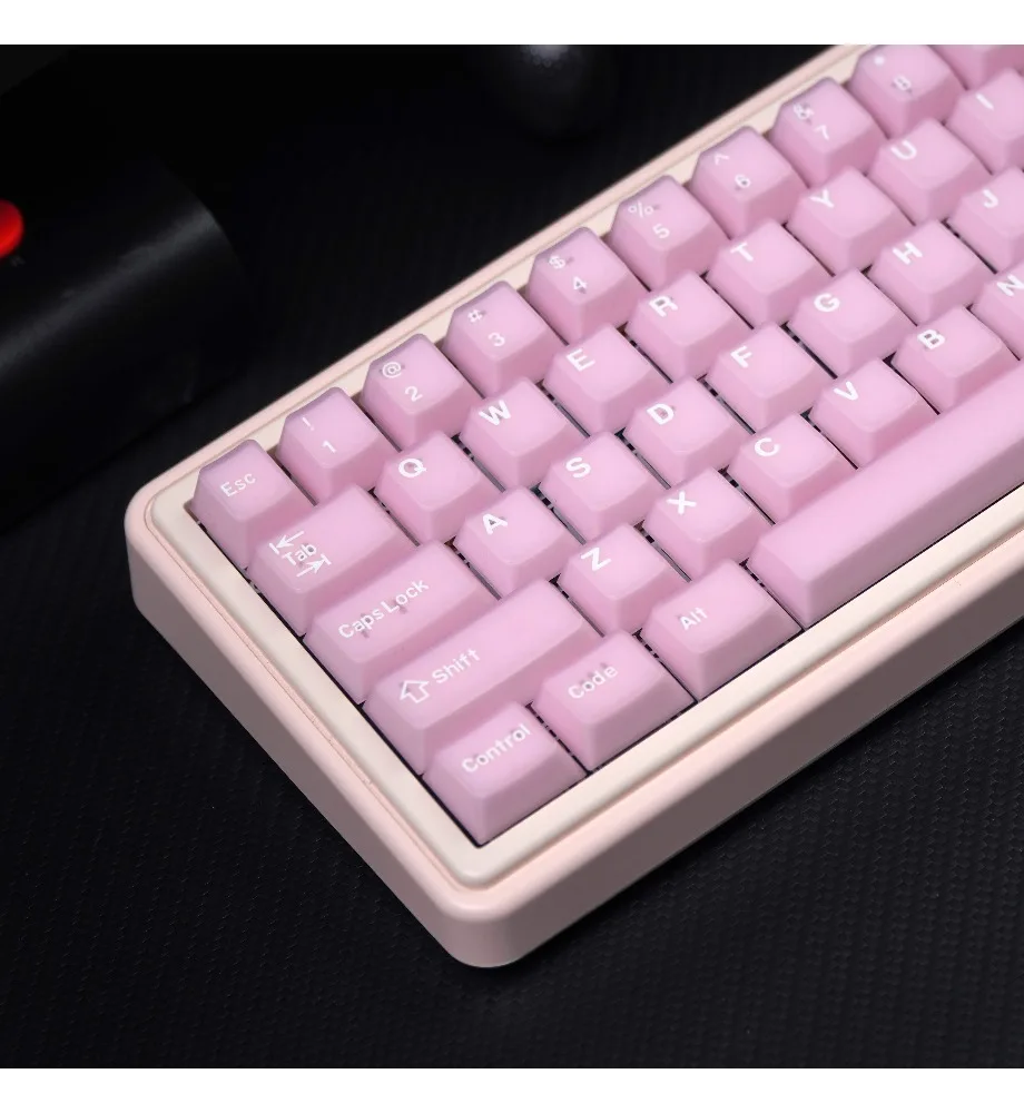 Keycap personality, peach blossom jade theme keycap original height semi-transparent pink PBT two-color injection molding