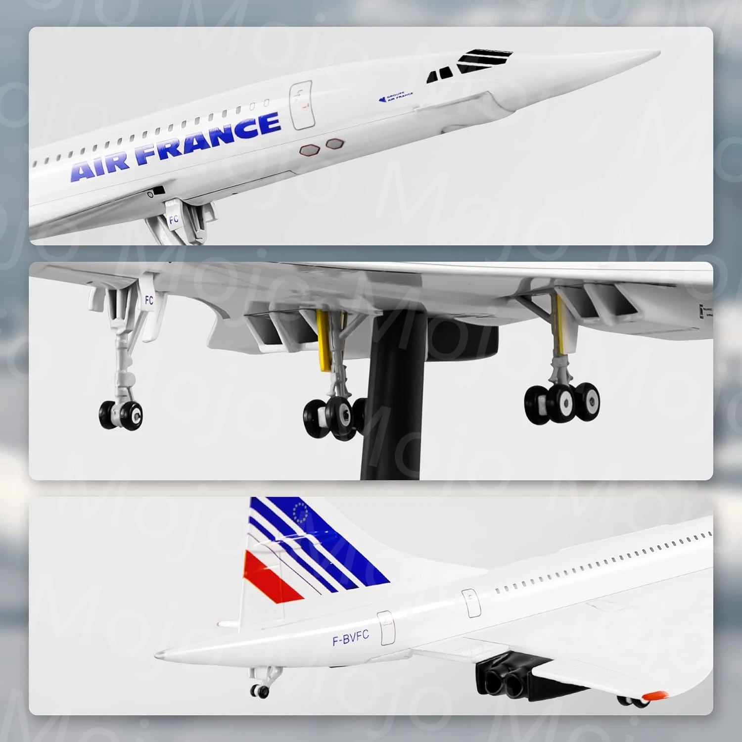 Imagem -03 - Resina Airfrance Aircraft Model com Landing Engrenagens Luzes Avião Toy Concorde Plane 50cm 1:125 Escala