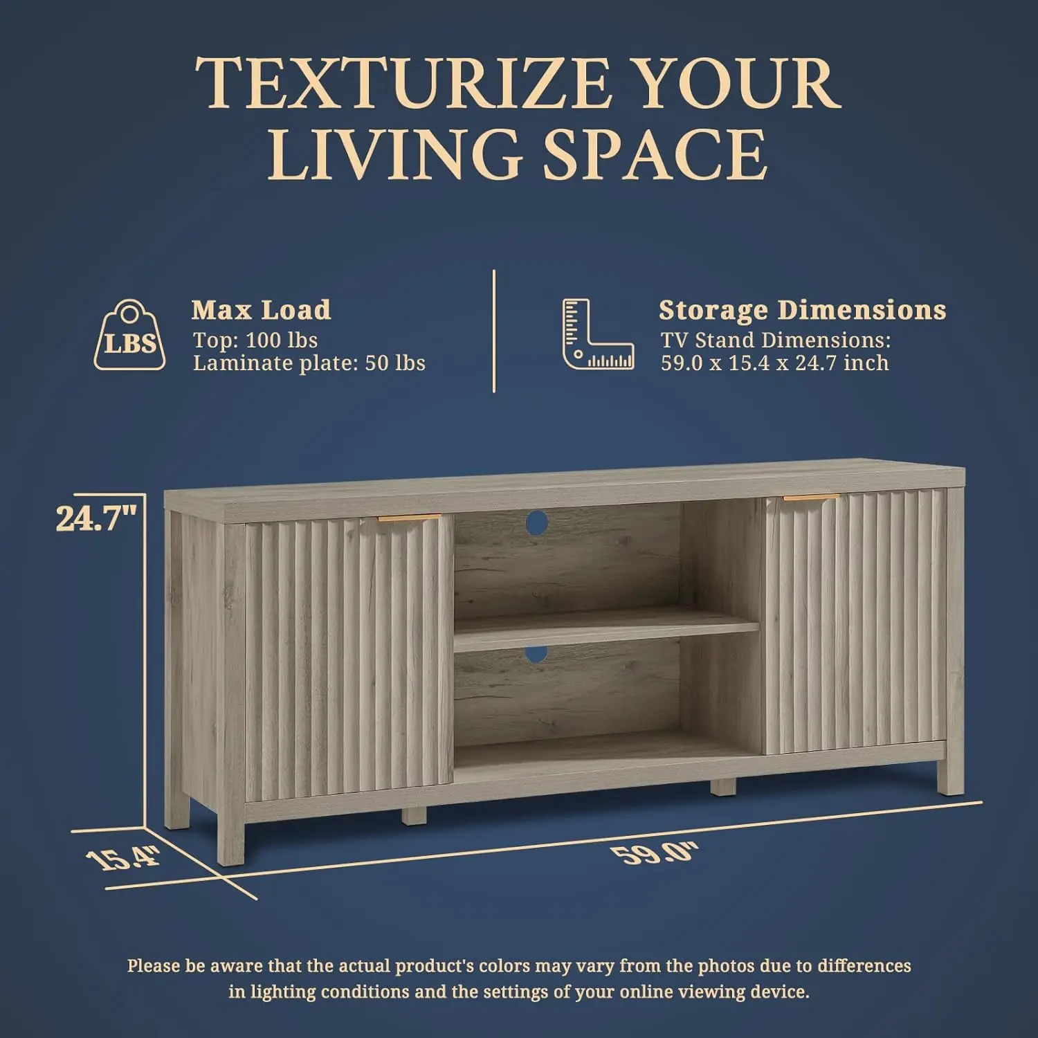 Heavy Duty Entertainment Center with Storage, Mid Century Modern Television StandsOxford Media TV Console (Grey Oak)