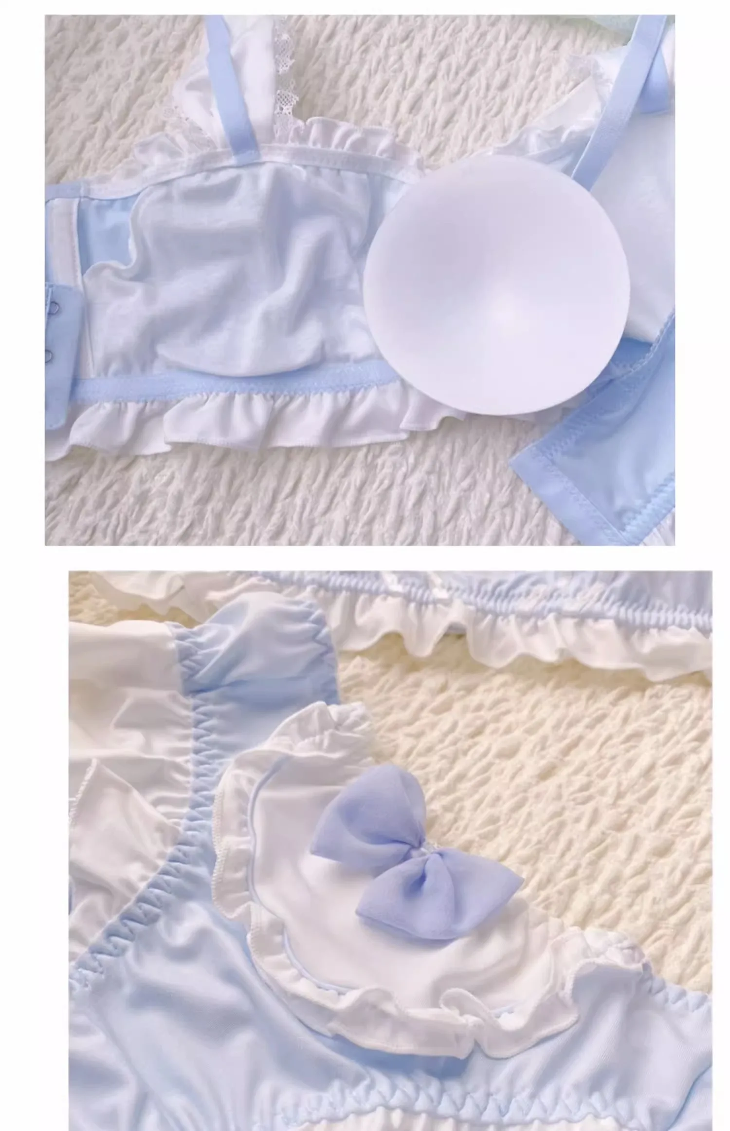 MOYISU Kawaii Lolita BH-Set mit Hasenohren-Ausschnitt, ohne Bügel, weiches, süßes, für kleine Brüste, sinnliches Dessous-Set AB JapanYa Ma Die – Detail 18