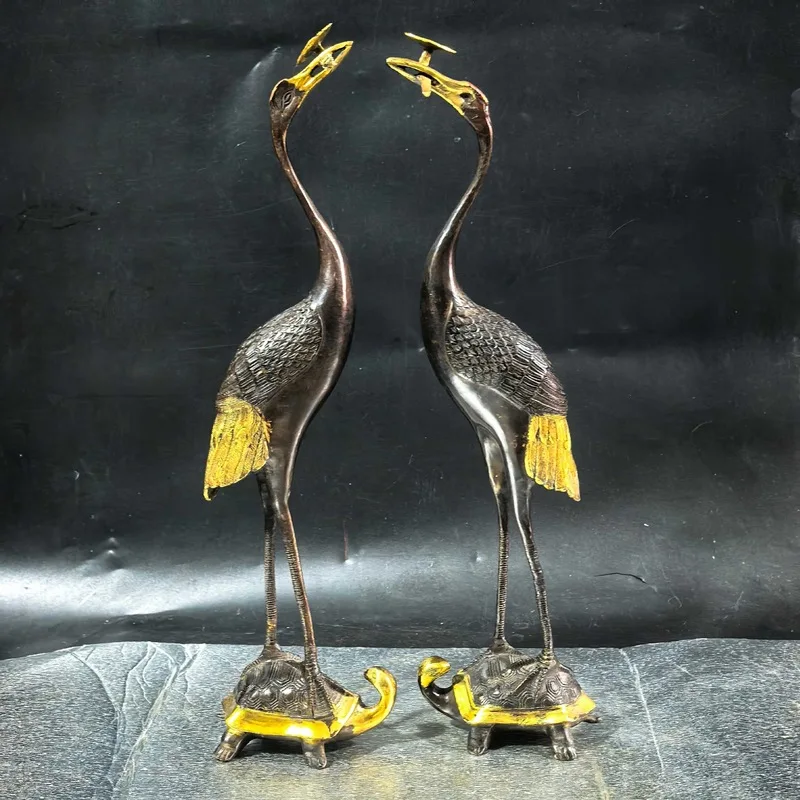 Copper crane sculpture for square and park ponds, red-crowned crane copper sculpture, cast copper crane, copper ornament