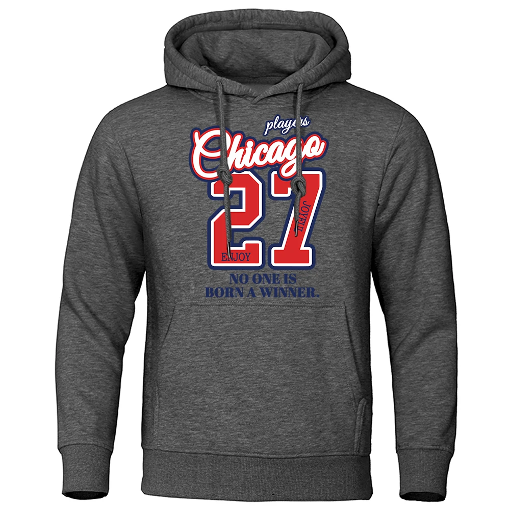 27 Number No One Is Born Winner Prints Hoodies Men Women Hip Hop Street Clothes Fleece Pocket Sportswear Casual Pullovers Hoody