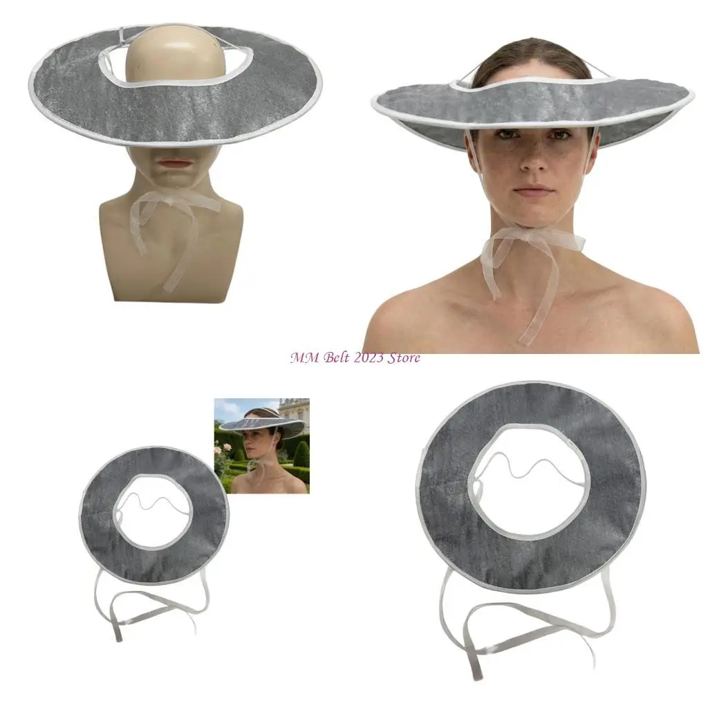 49ME Wide Brims Round Hat With Open Top Design For Women Men Halloween Party Dressingup and Ancient Event Cosplay Headwear