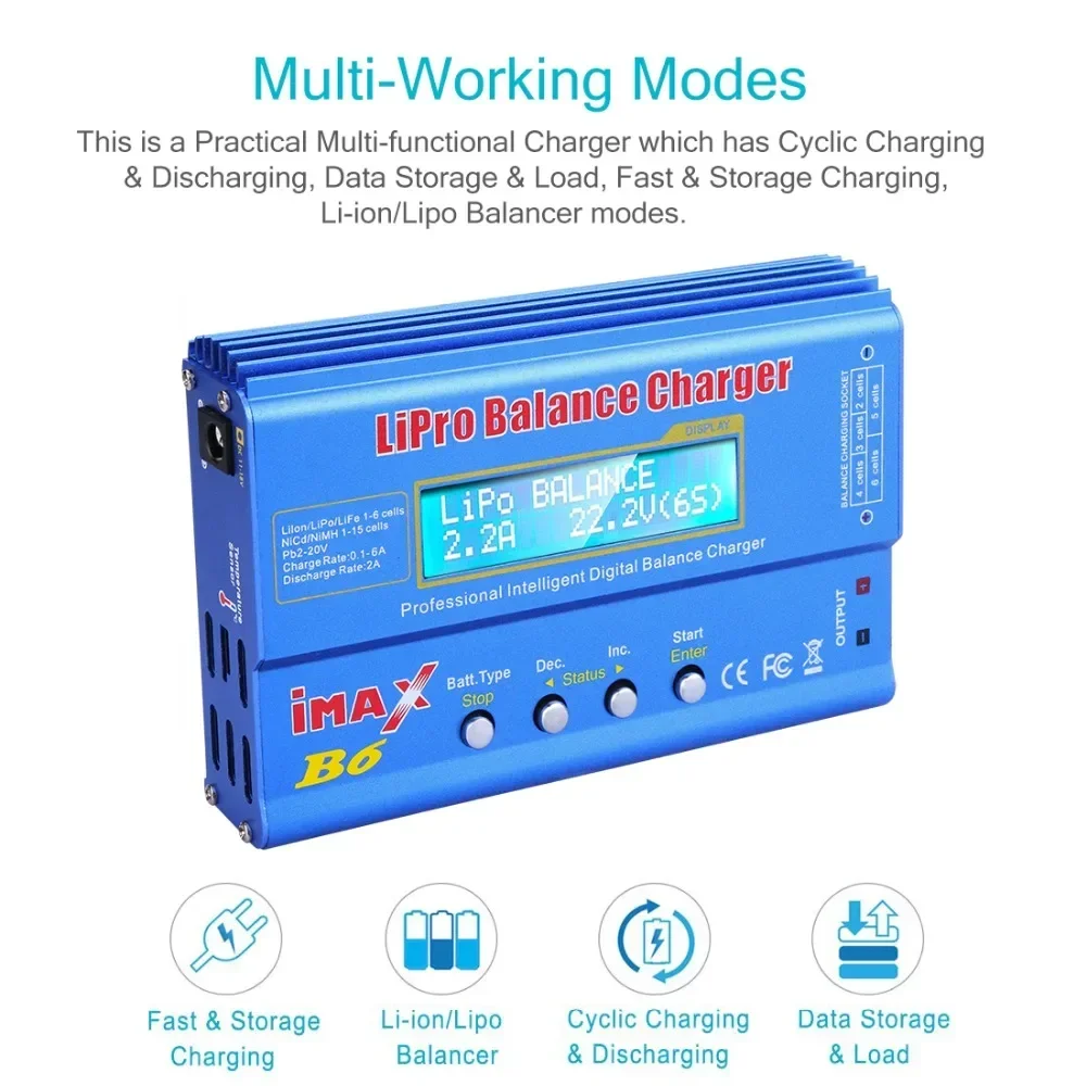 EU US AU UK iMAX B6 80W Battery Charger Lipo NiMh Li-ion Ni-Cd Digital RC Lipo Charger+15V 6A Adapter Balance Charger Discharger