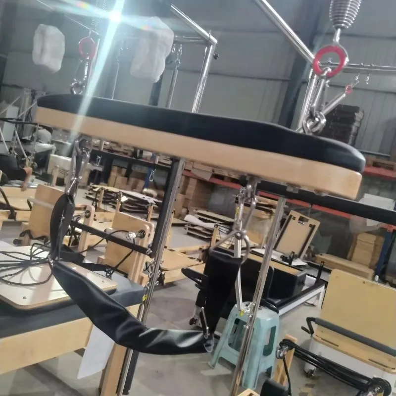 YTYIN خشب القيقب الأبيض بيلاتيس المصلح ترابيز 3 في 1 برج كامل نسخة قصيرة الساق اليوغا لاستوديو البيلاتيس واستخدام المركز الطبي #4