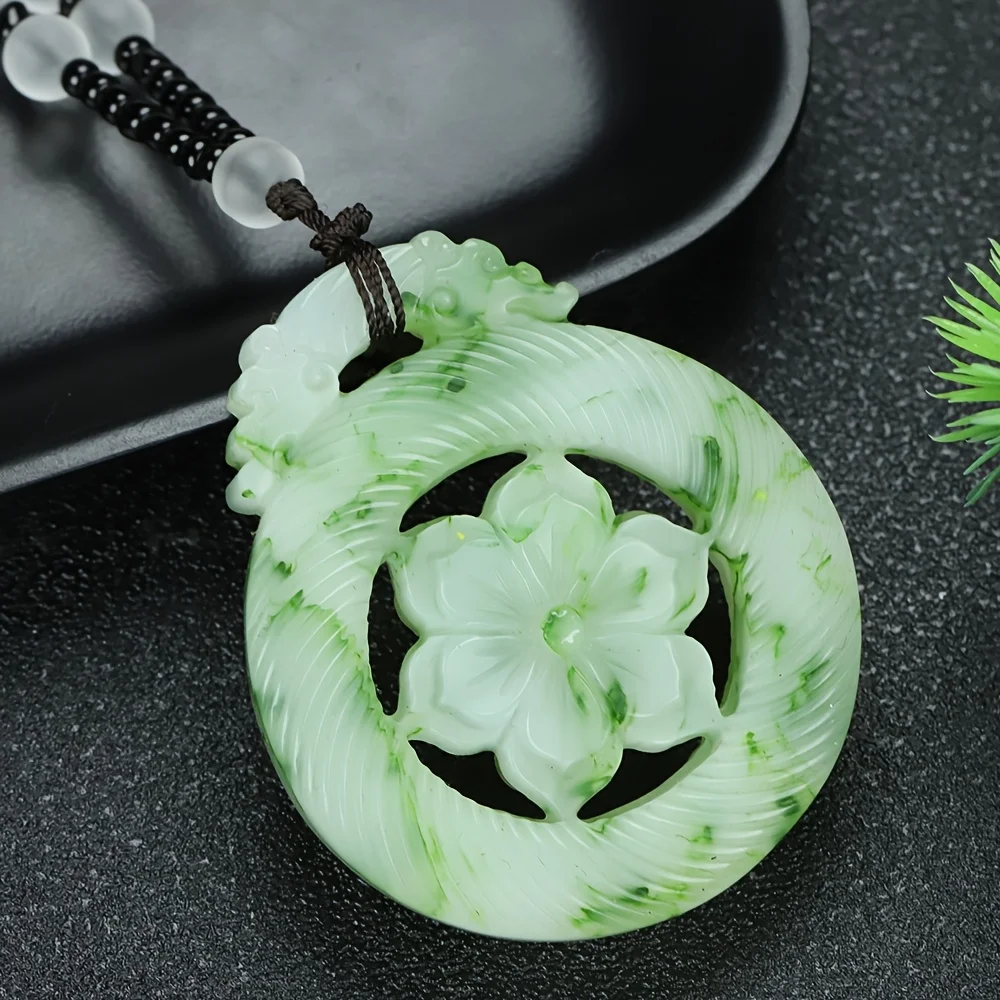 Modelo retro de moda, modelo hueco de porcelana azul y blanca, cadena de suéter rica en flor, cadena madre, colgante