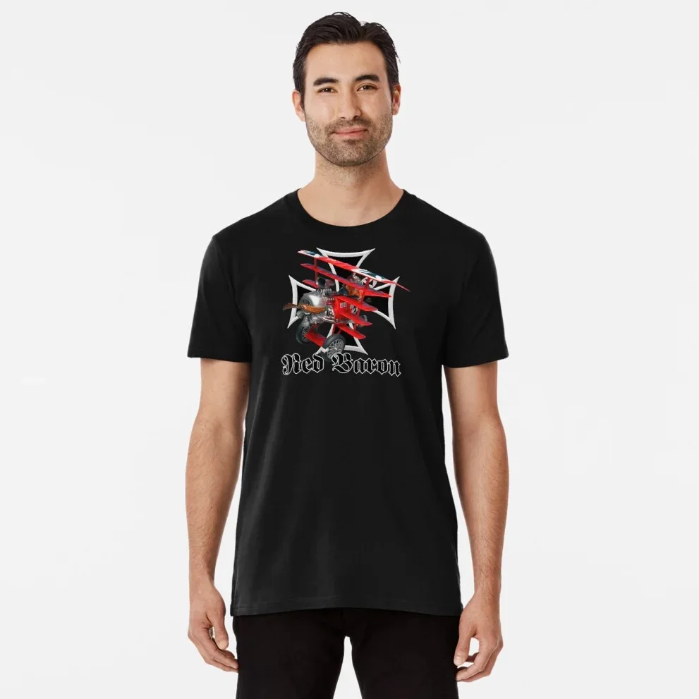 Manfred Von Richthofen, The Red Baron and His Fokker Dr.1 on Maltese Cross. New 100% Cotton Short Sleeve O-Neck Casual T-shirts