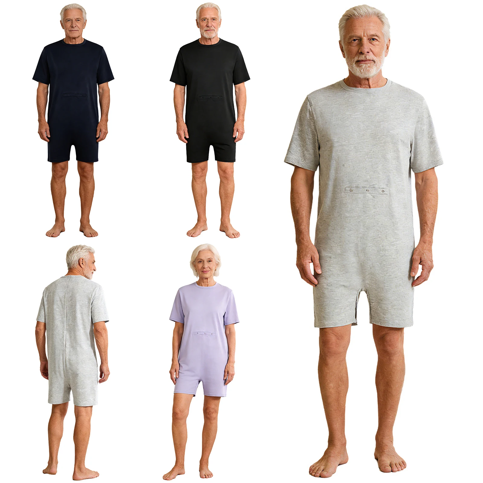 

Adult Autism Back Zipper Anti-strip Adaptive Bodysuit with Feeding Tube Elderly Alzheimer Special Needs Clothing Loungewear