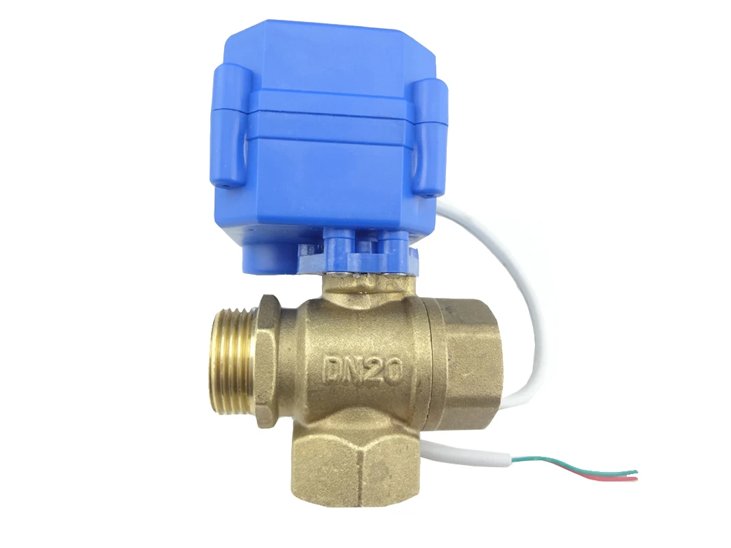 1 pcs of 	3 way motorized ball valve DN20 (reduce port), T port, electric ball valve, motorized valve