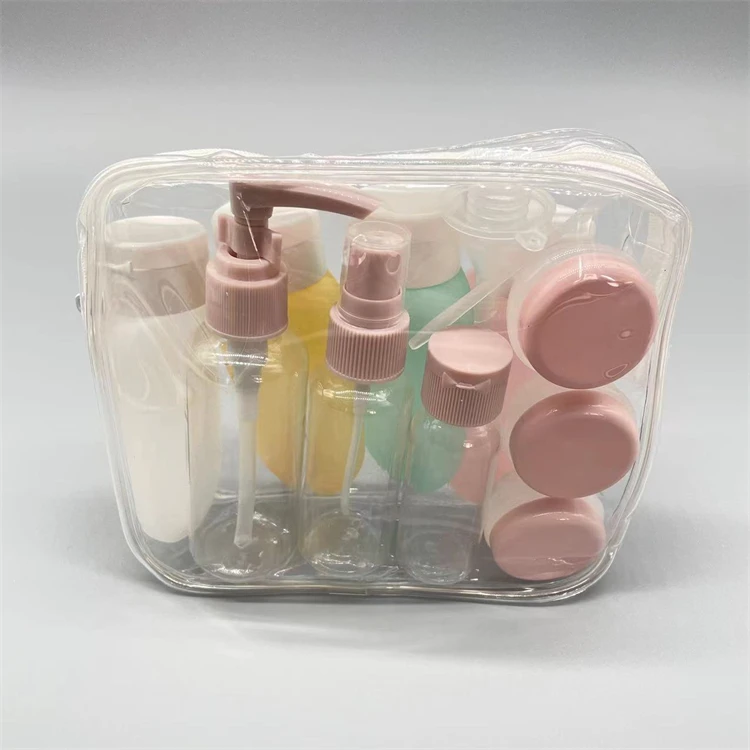 

Mini travel bottle set for cosmetic packaging, plastic travel set cosmetic container, travel kit plastic bottles