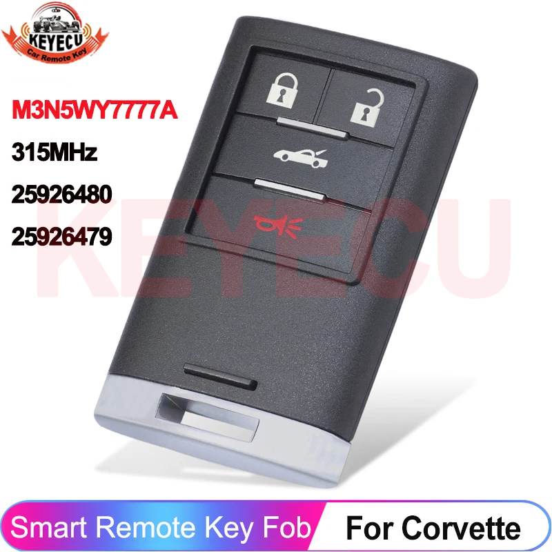 KEYECU M3N5WY7777A 시보레 코르벳 2005 2006 2007 2008 2009 2010 2011 2012 2013 키 원격 315MHz P/N: 25926480 25926479