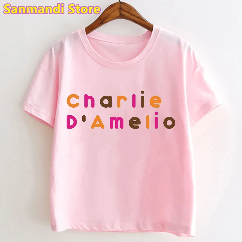 New Charli Dunkin Graphic Tshirt for Girls Kawaii Kids Clothes Damelio Coffee T Shirt Harajuku Children Clothing Streetwear