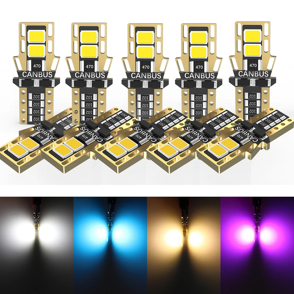 

BMTxms 2/10Pcs Canbus 194 501 T10 W5W LED Bulb No Error 5W5 SMD 4014 Chip Car Interior Lamp Lights 6500K Warm White Blue Purple