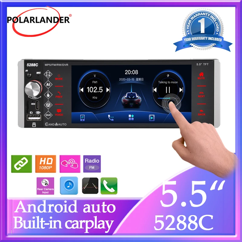 

Carplay/Android Anto MP5 Bluetooth IPS screen FM Mobile Internet 1 Din Car Multimedia Player AI Intelligent Voice Car Radio