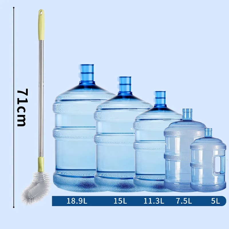 Haushalts-Eimer-Waschbürste mit Edelstahlstiel, Kunststoff-Wasserspender, Reinigungszubehör für Wasser-Eimer, Bürste mit langem Griff und Bürstenkopf – Detail 5