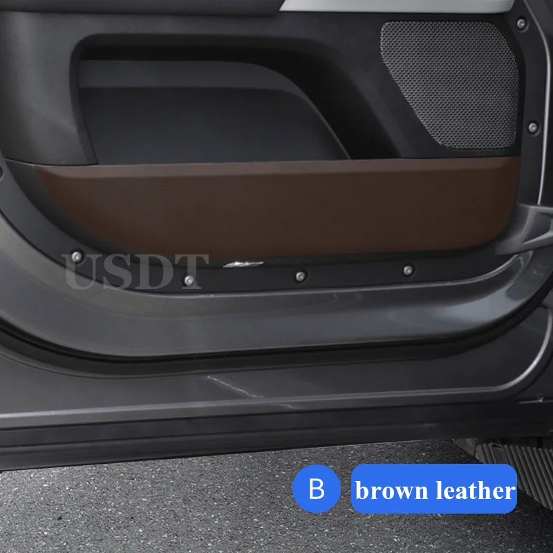 4PCS Fit for Land Rover Defender 110 2023 2022 2021 2020 2024 Leather Carbon Fiber Sticker Door Anti Kick Cover Protection Mat