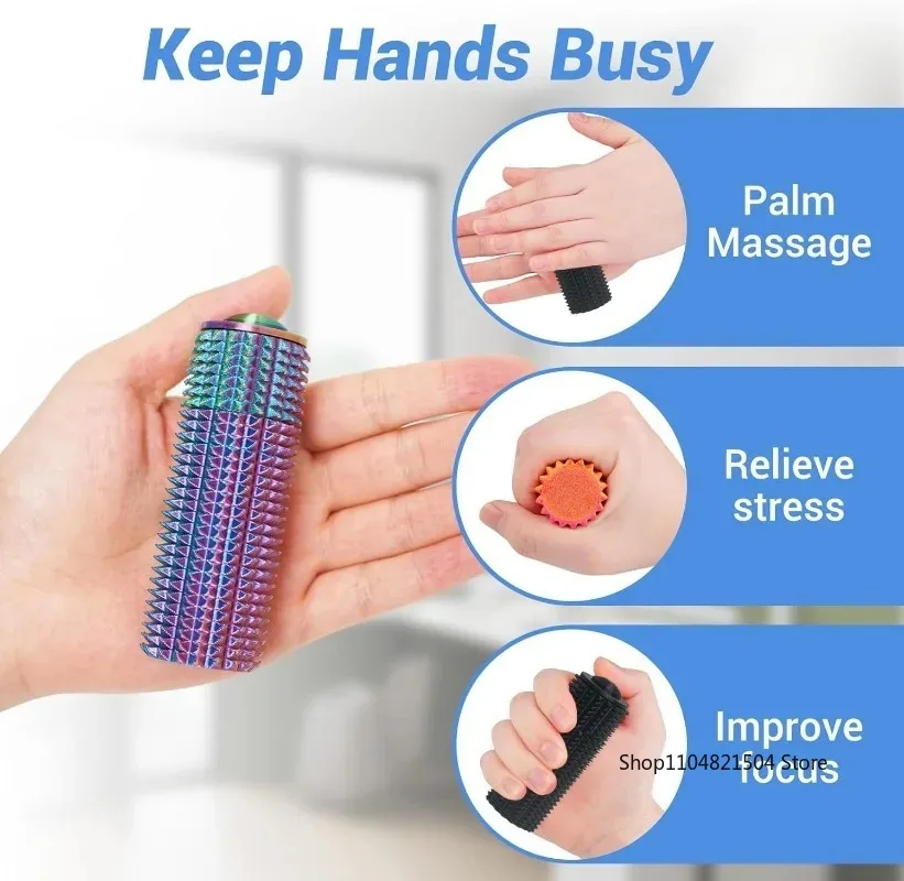 Rolo sensorial brinquedo clicker picos táteis para ansiedade alívio do estresse dor estimulando autismo sobre estimulação com cordão