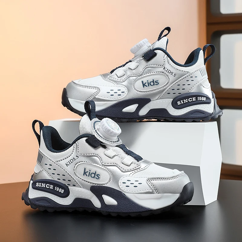 Sepatu Sneaker Anak Laki-laki Mewah Original Musim Gugur Lembut Anti-selip Sepatu Sekolah Lari Anak Usia 4 Sampai 12 Tahun Sepatu Olahraga Anak Laki-laki