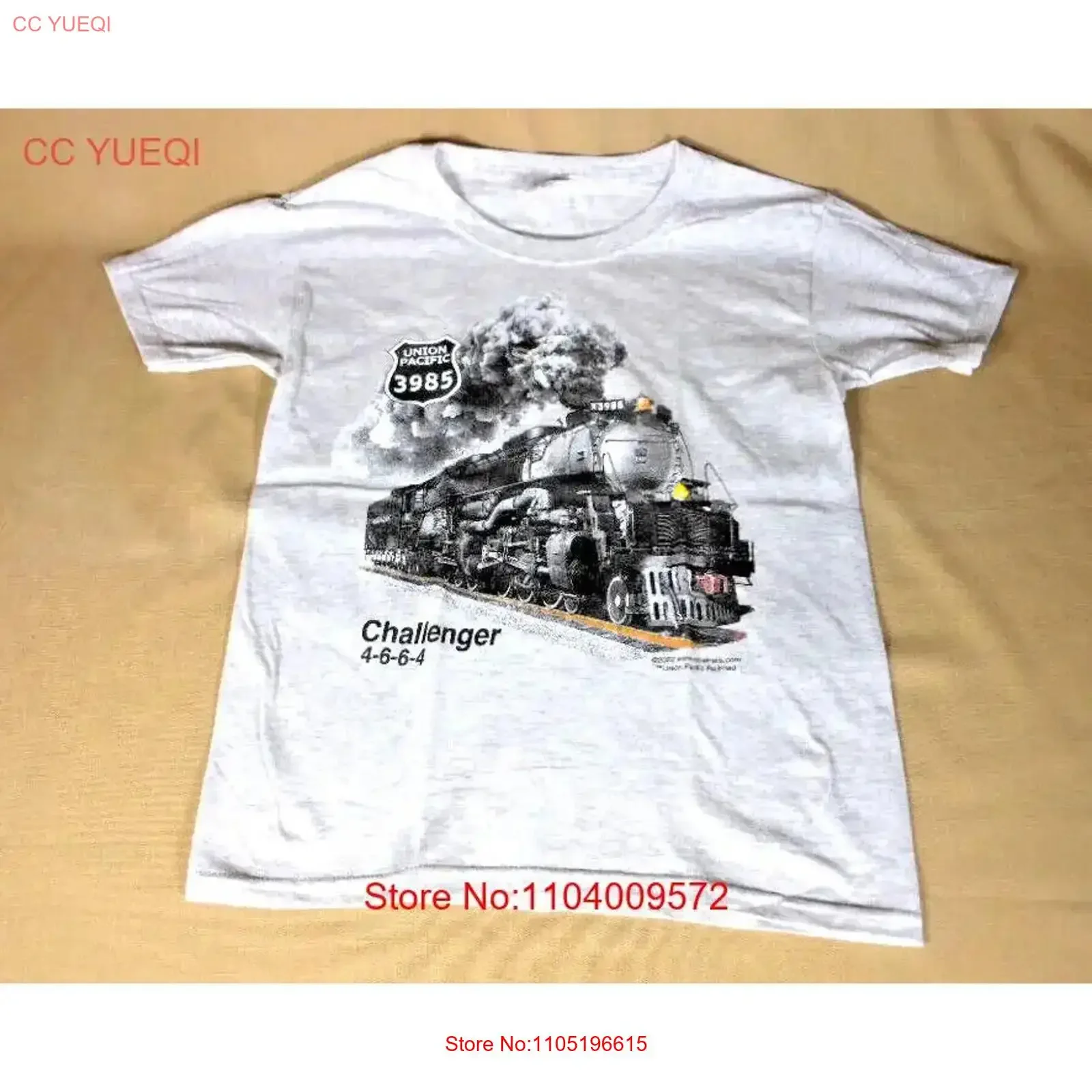 تي شيرت UP Union Pacific Challenger 3985 للبالغين والشباب، تي شيرت عتيق مغسول للجنسين، ملابس شارع جرافيك عصرية غير رسمية