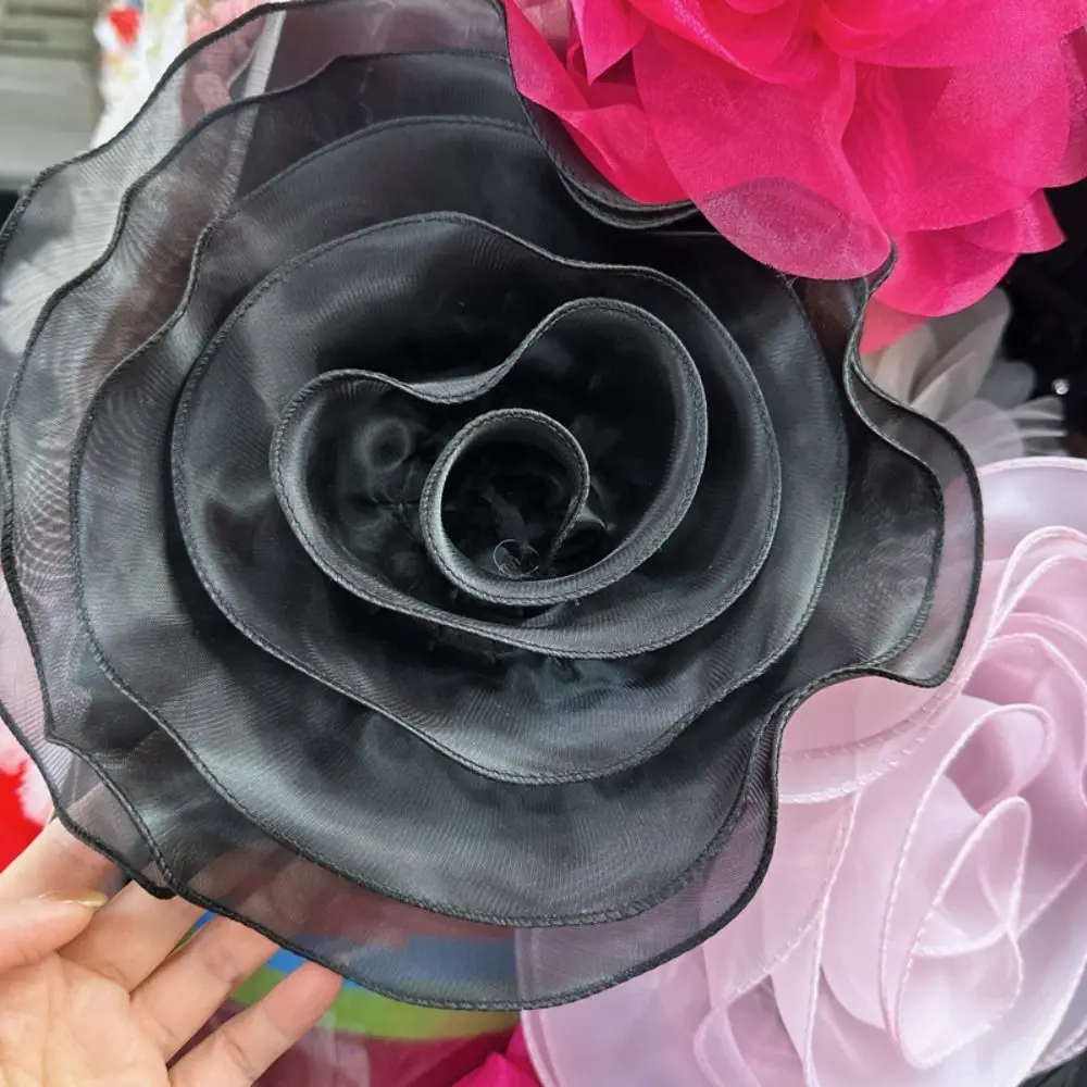 Handmade Rose Flower Patch Fashion Artificial Brooch Accessories Chest Flower DIY Organza Sewing Applique