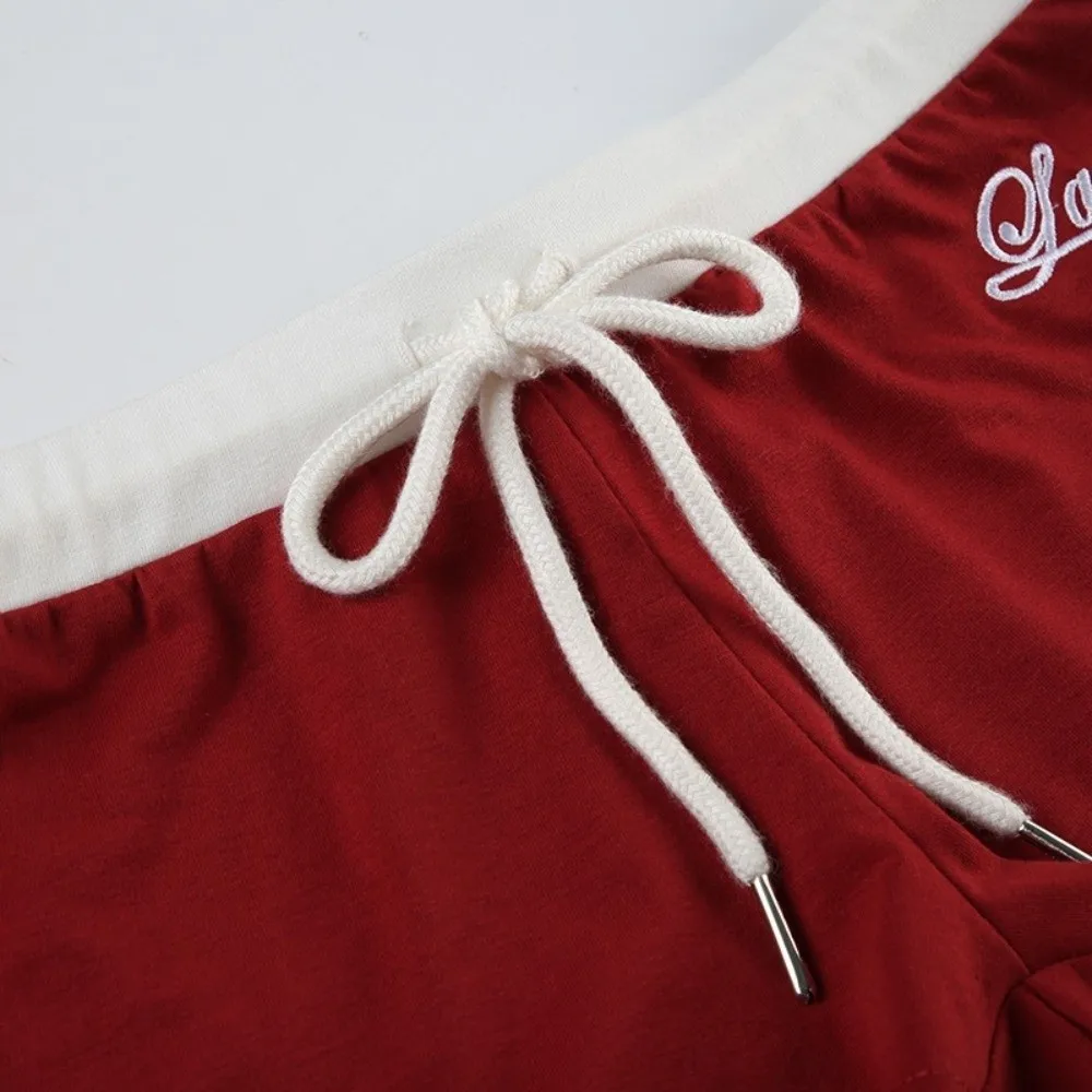 

Stylish Breathable Embroidered Sports Set Letter Stitching Comfortable U-Neck Vest Soft Casual Drawstring Shorts Outdoor