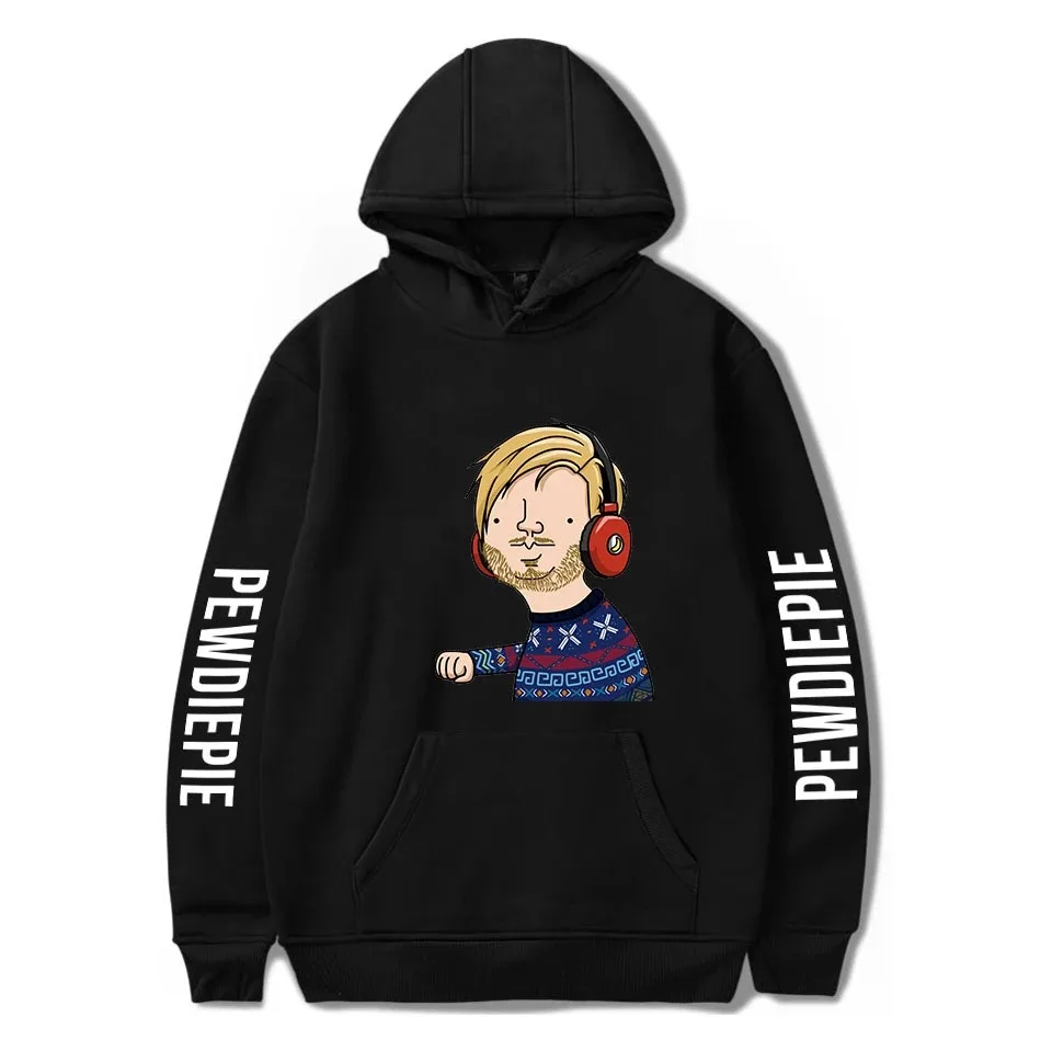 Pewdiepie Hoodie Sleeve Hoodie includes two Homens Das Mulheres Outono Unisex Street Clothing Hip Hop Pop Pullover Com Capuz