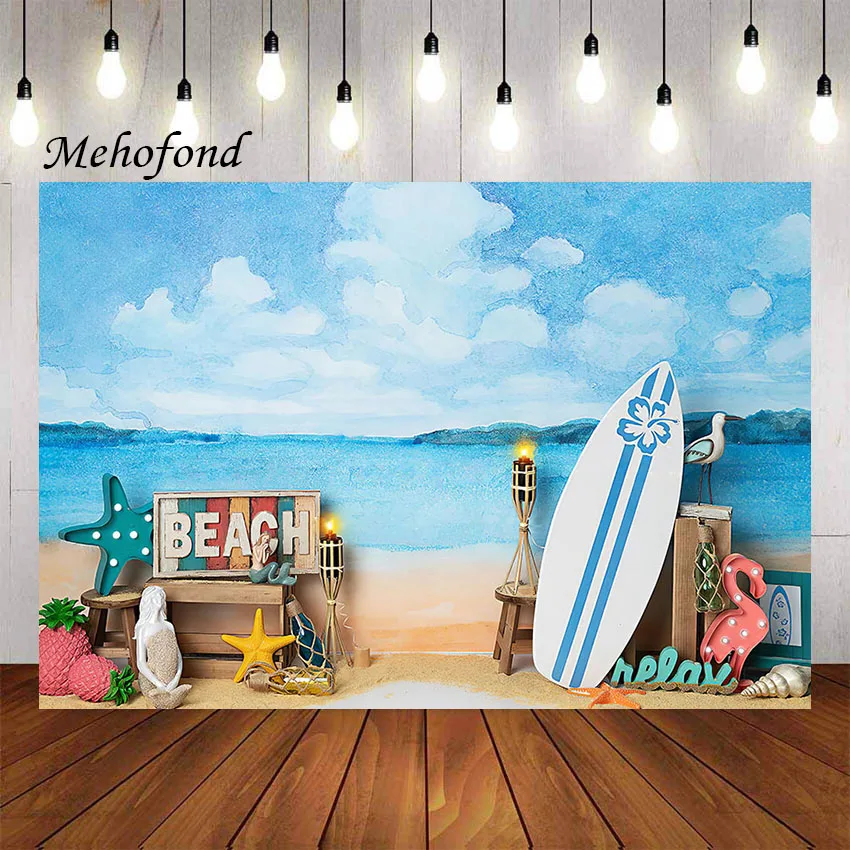 Mehofond Photography Background Summer Surfboard Beach Party Tropical Hawaiian Luau Aloha Portrait Decor Photo Backdrop Studio