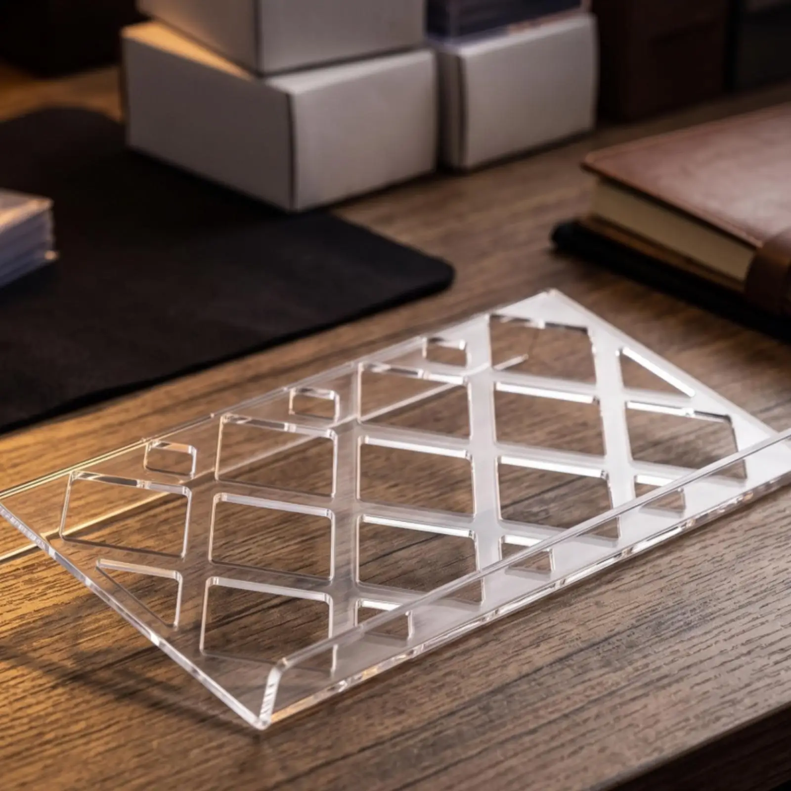 Acrylic Card Display Tray for Collectors Slanted Rack with Modular Base for Tabletop Use