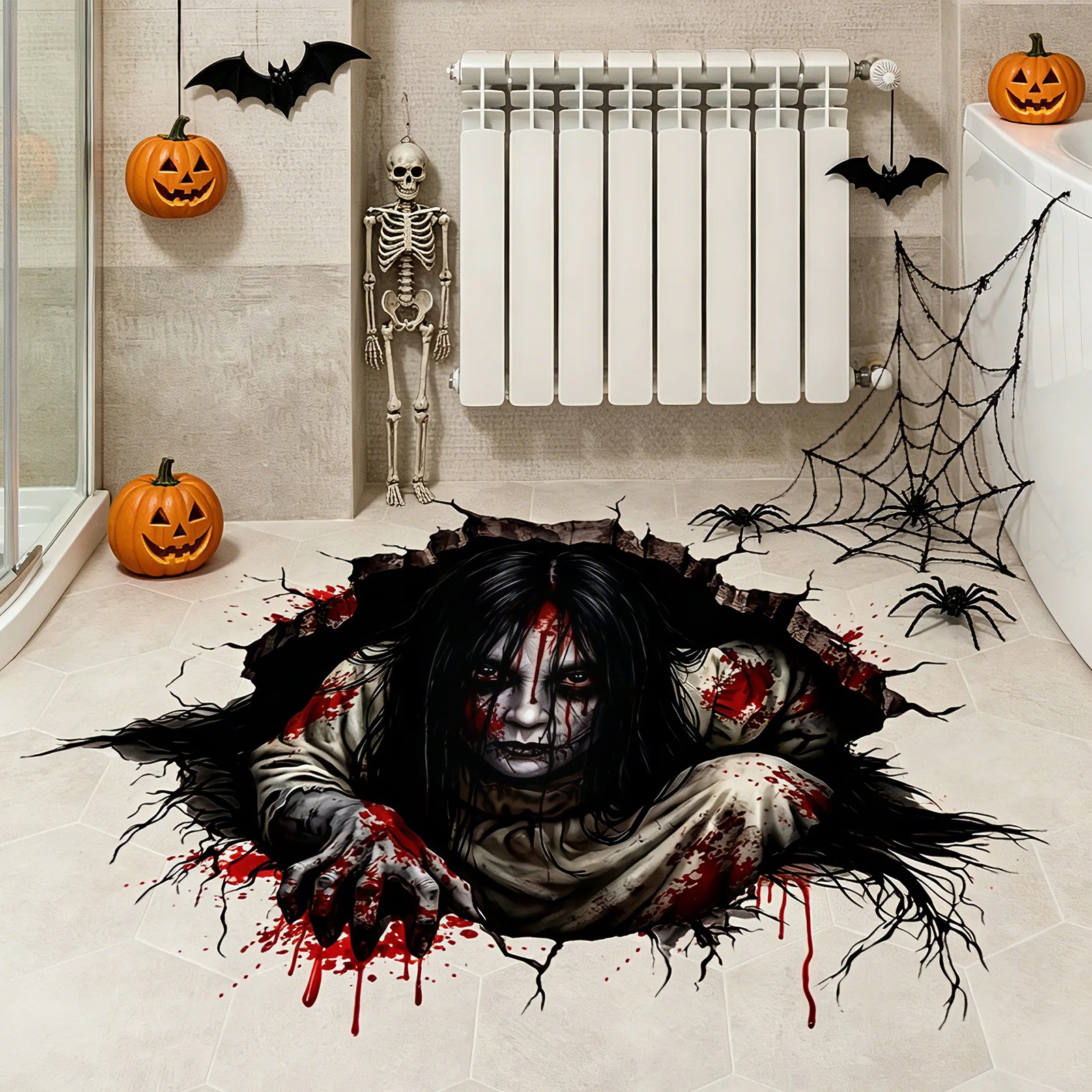 30x45cm Halloween Ghost Ground Sticker Ghost  Festival Decoration Living Room Bedroom Background Wall Stickers Happy Halloween