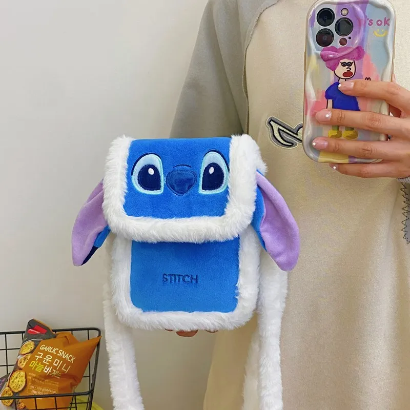 Disney Anime Series Shoulder Bags Stitch Plush Doll Crossbody Bag High Capacity Children Cute Soft Stuff Handbag Girls Gifts