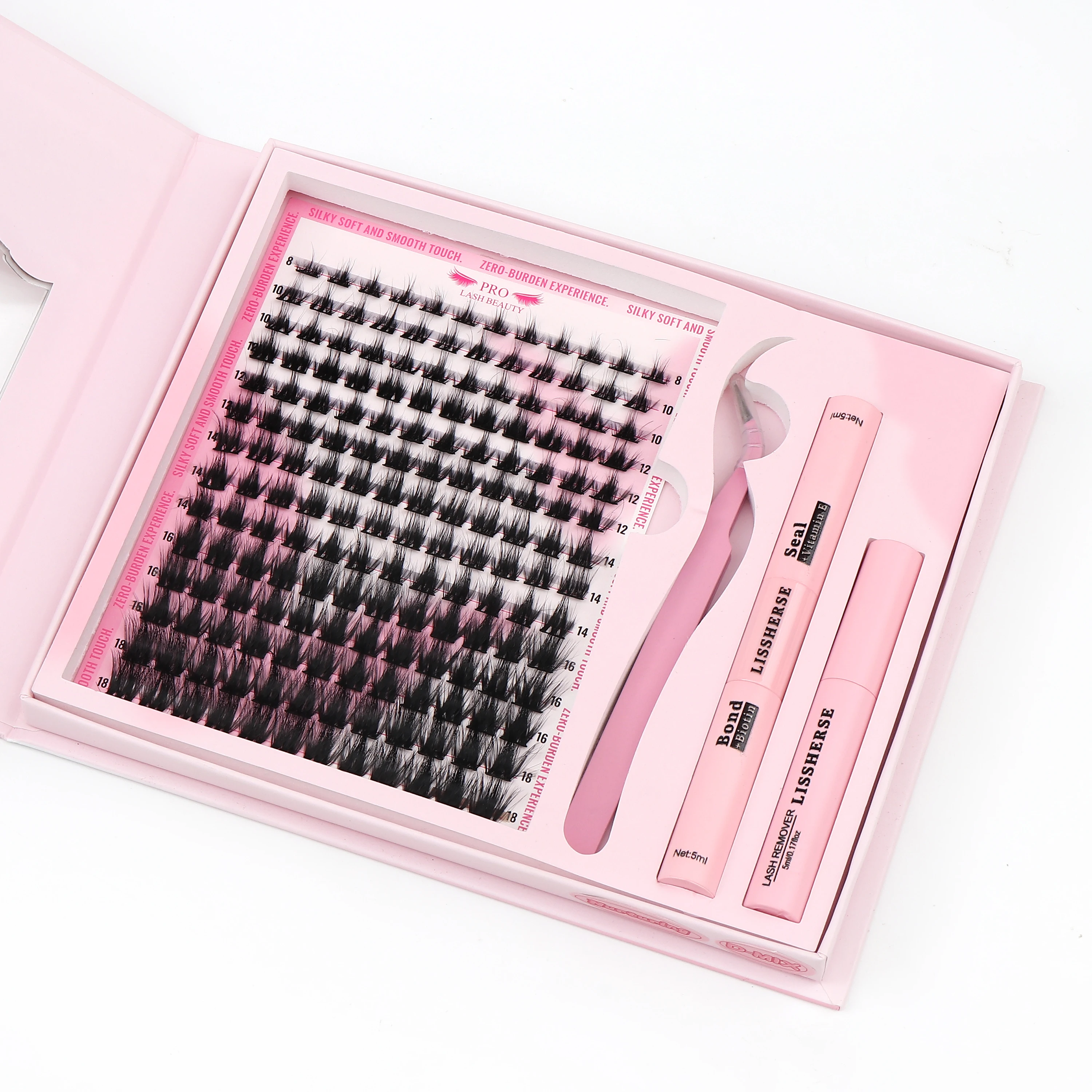 Diy Lash Verlengingsset, Wimperclusters Met Waterdichte Sterke Hold Wimperbinding En Afdichting En Wimper Pincet Lash Cluster Kit