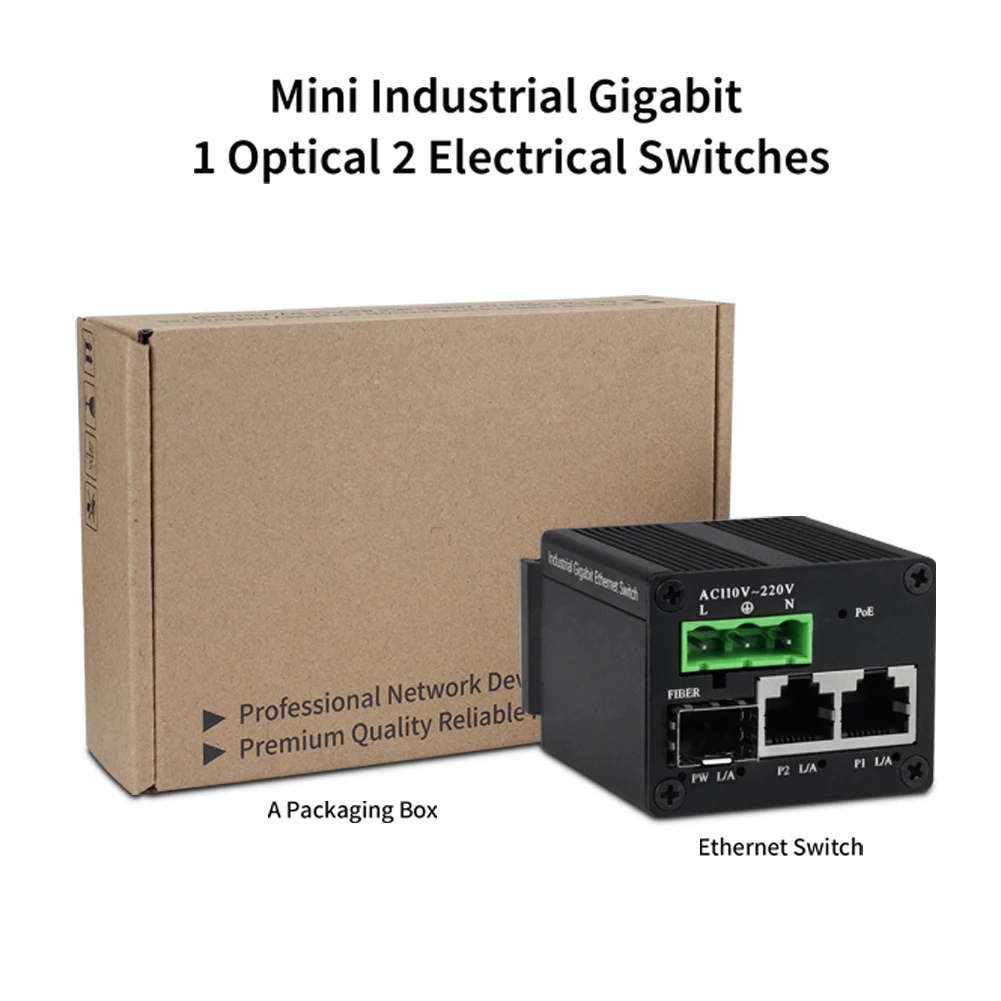 Mini Small Industrial AC1 Optical 2 Power Gigabit Network Switch Unmanaged POE DIN-Rail Wall Mounted